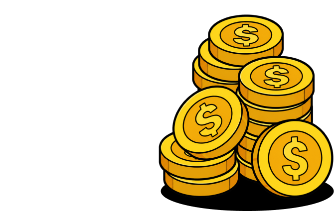 A stack of gold coins.