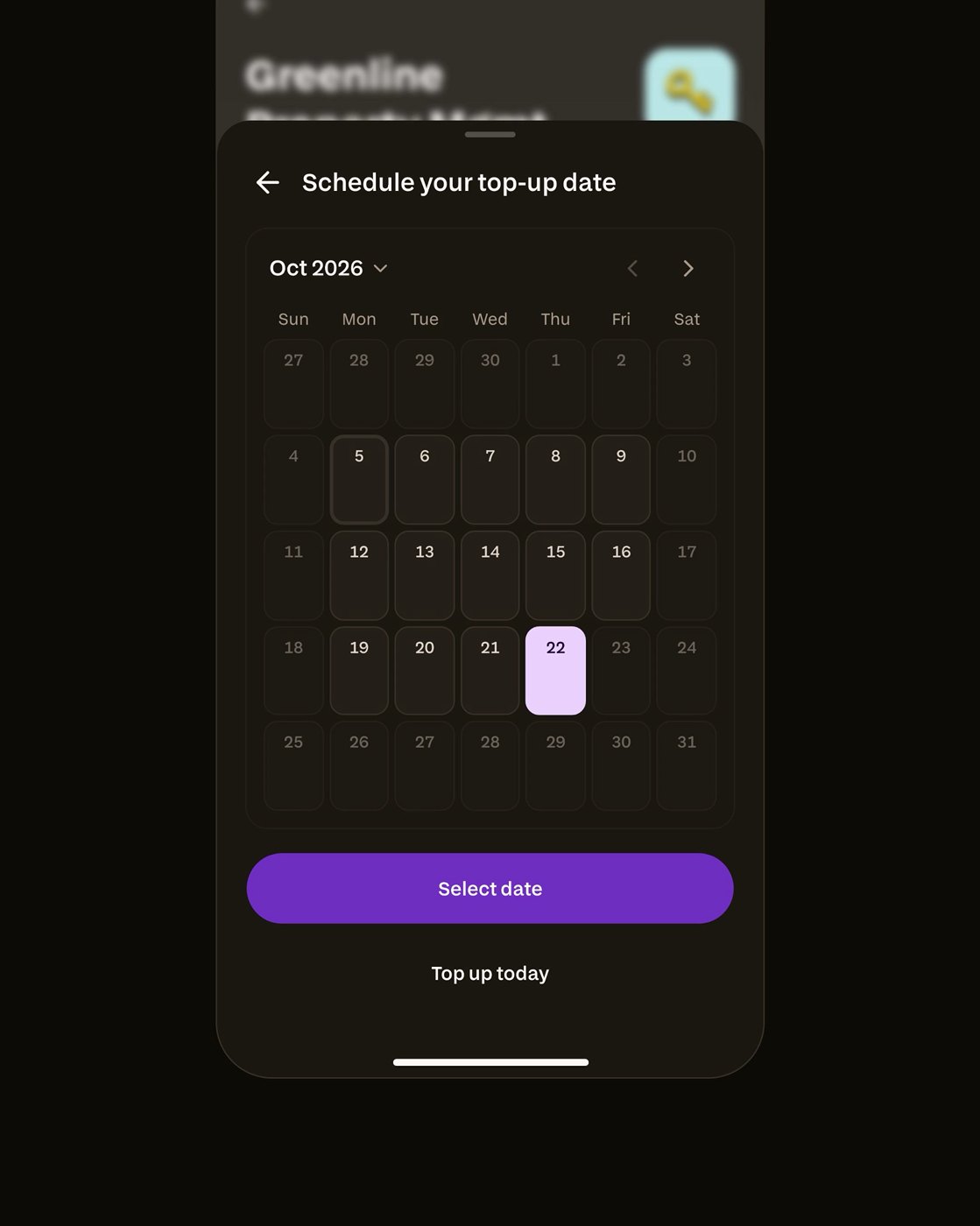 Scheduling a top-up date